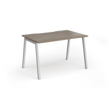 Connex Angled 1200 x 800 x 725mm Single Desk - Silver Frame / Nebraska Oak Top - ACO128-S-NO