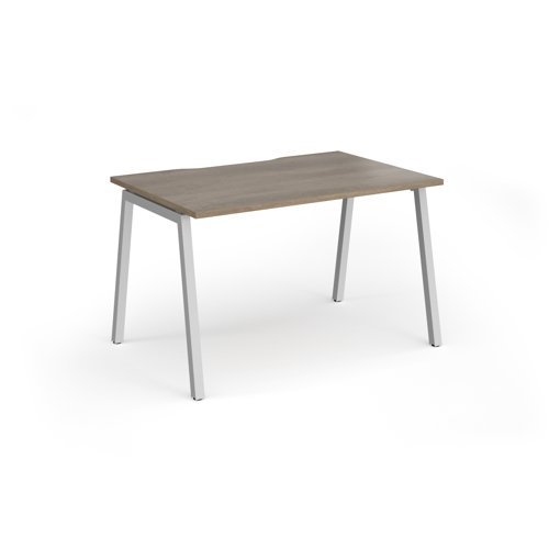 Connex Angled 1200 x 800 x 725mm Single Desk - Silver Frame / Nebraska Oak Top - ACO128-S-NO
