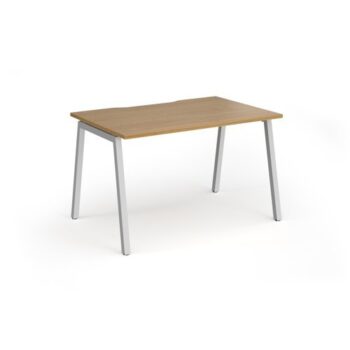 Connex Angled 1200 x 800 x 725mm Single Desk - Silver Frame / Oak Top - ACO128-S-O