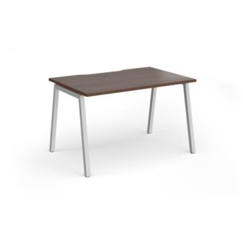 Connex Angled 1200 x 800 x 725mm Single Desk - Silver Frame / Walnut Top - ACO128-S-W
