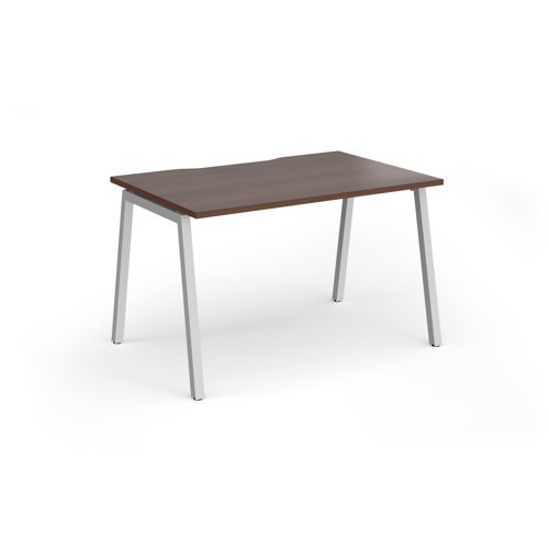 Connex Angled 1200 x 800 x 725mm Single Desk - Silver Frame / Walnut Top - ACO128-S-W