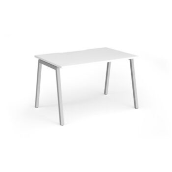 Connex Angled 1200 x 800 x 725mm Single Desk - Silver Frame / White Top - ACO128-S-WH