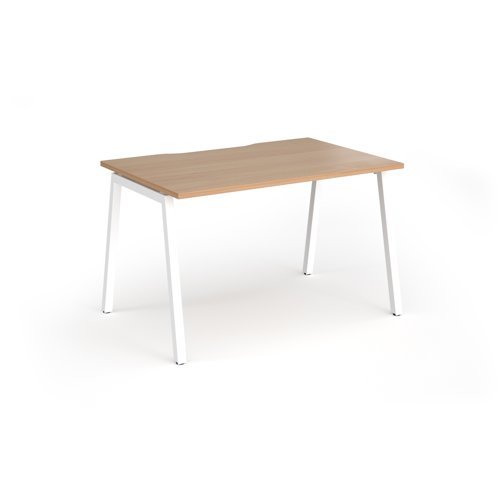 Connex Angled 1200 x 800 x 725mm Single Desk - White Frame / Beech Top - ACO128-WH-B