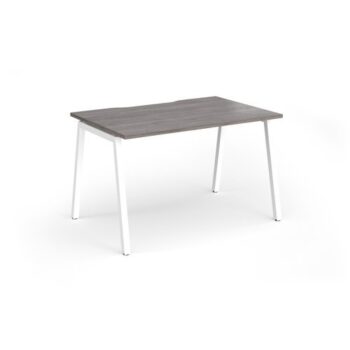 Connex Angled 1200 x 800 x 725mm Single Desk - White Frame / Grey Oak Top - ACO128-WH-GO