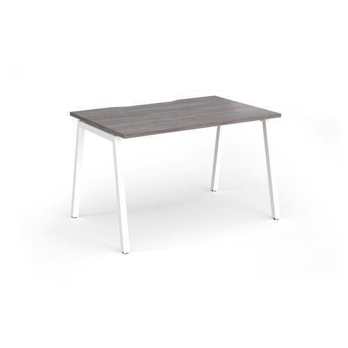 Connex Angled 1200 x 800 x 725mm Single Desk - White Frame / Grey Oak Top - ACO128-WH-GO