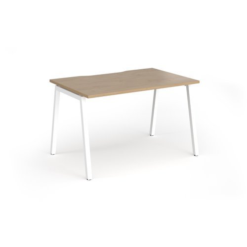 Connex Angled 1200 x 800 x 725mm Single Desk - White Frame / Kendal Oak Top - ACO128-WH-KO