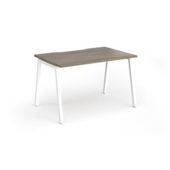 Connex Angled 1200 x 800 x 725mm Single Desk - White Frame / Nebraska Oak Top - ACO128-WH-NO