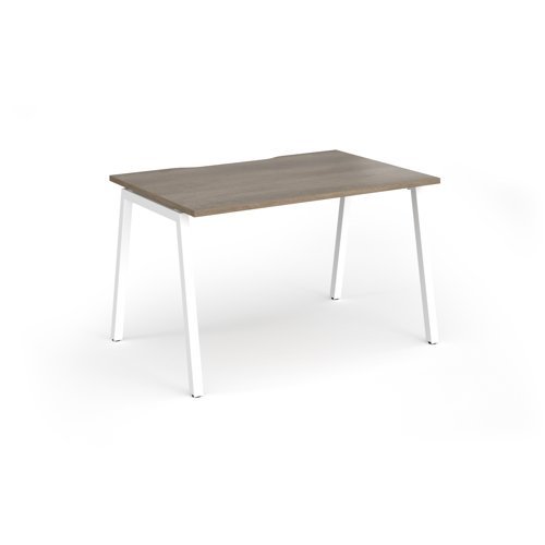 Connex Angled 1200 x 800 x 725mm Single Desk - White Frame / Nebraska Oak Top - ACO128-WH-NO