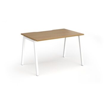 Connex Angled 1200 x 800 x 725mm Single Desk - White Frame / Oak Top - ACO128-WH-O