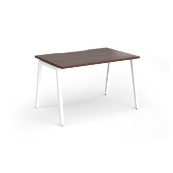 Connex Angled 1200 x 800 x 725mm Single Desk - White Frame / Walnut Top - ACO128-WH-W