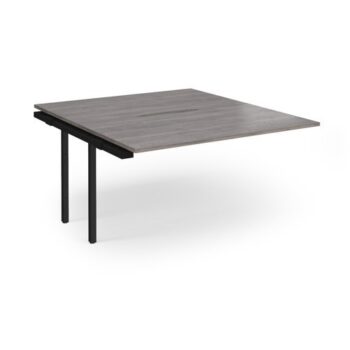 Connex Angled 1400 x 1600 x 725mm Back to Back Add On Bay - Black Frame / Grey Oak Top - ACO1416-AB-K-GO