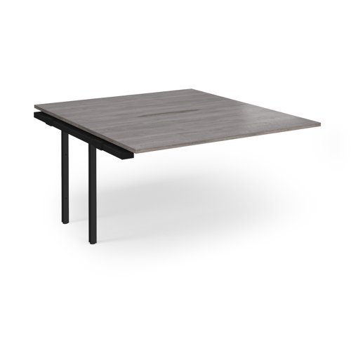 Connex Angled 1400 x 1600 x 725mm Back to Back Add On Bay - Black Frame / Grey Oak Top - ACO1416-AB-K-GO