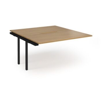 Connex Angled 1400 x 1600 x 725mm Back to Back Add On Bay - Black Frame / Oak Top - ACO1416-AB-K-O