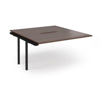 Connex Angled 1400 x 1600 x 725mm Back to Back Add On Bay - Black Frame / Walnut Top - ACO1416-AB-K-W