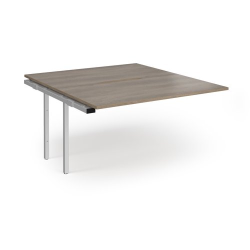 Connex Angled 1400 x 1600 x 725mm Back to Back Add On Bay - Silver Frame / Nebraska Oak Top - ACO1416-AB-S-NO