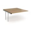 Connex Angled 1400 x 1600 x 725mm Back to Back Add On Bay - Silver Frame / Oak Top - ACO1416-AB-S-O