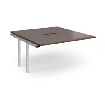 Connex Angled 1400 x 1600 x 725mm Back to Back Add On Bay - Silver Frame / Walnut Top - ACO1416-AB-S-W