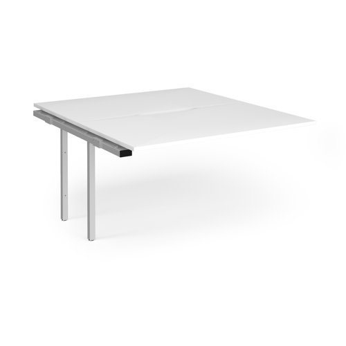 Connex Angled 1400 x 1600 x 725mm Back to Back Add On Bay - Silver Frame / White Top - ACO1416-AB-S-WH