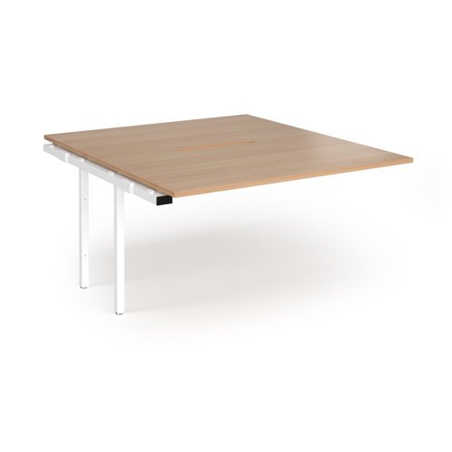 Connex Angled 1400 x 1600 x 725mm Back to Back Add On Bay - White Frame / Beech Top - ACO1416-AB-WH-B