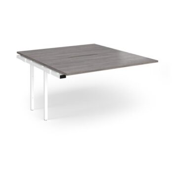 Connex Angled 1400 x 1600 x 725mm Back to Back Add On Bay - White Frame / Grey Oak Top - ACO1416-AB-WH-GO