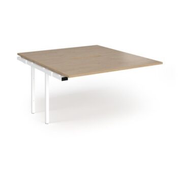 Connex Angled 1400 x 1600 x 725mm Back to Back Add On Bay - White Frame / Kendal Oak Top - ACO1416-AB-WH-KO