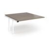 Connex Angled 1400 x 1600 x 725mm Back to Back Add On Bay - White Frame / Nebraska Oak Top - ACO1416-AB-WH-NO