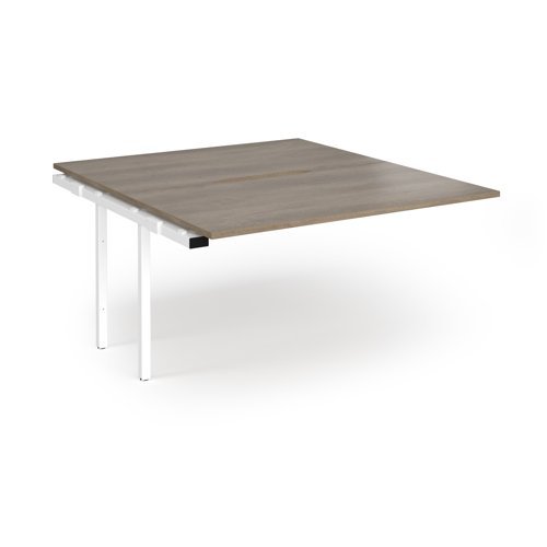 Connex Angled 1400 x 1600 x 725mm Back to Back Add On Bay - White Frame / Nebraska Oak Top - ACO1416-AB-WH-NO