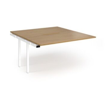 Connex Angled 1400 x 1600 x 725mm Back to Back Add On Bay - White Frame / Oak Top - ACO1416-AB-WH-O