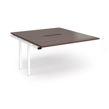 Connex Angled 1400 x 1600 x 725mm Back to Back Add On Bay - White Frame / Walnut Top - ACO1416-AB-WH-W