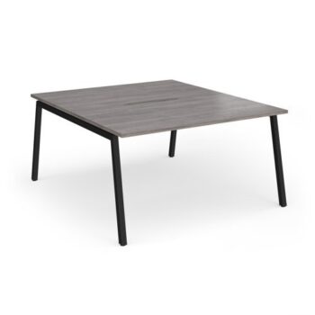 Connex Angled 1400 x 1600 x 725mm Back to Back Desk ( 2 x 1400mm ) - Black Frame / Grey Oak Top - ACO1416-K-GO