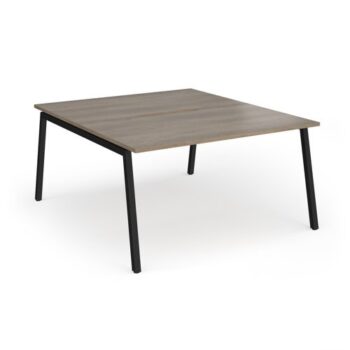 Connex Angled 1400 x 1600 x 725mm Back to Back Desk ( 2 x 1400mm ) - Black Frame / Nebraska Oak Top - ACO1416-K-NO