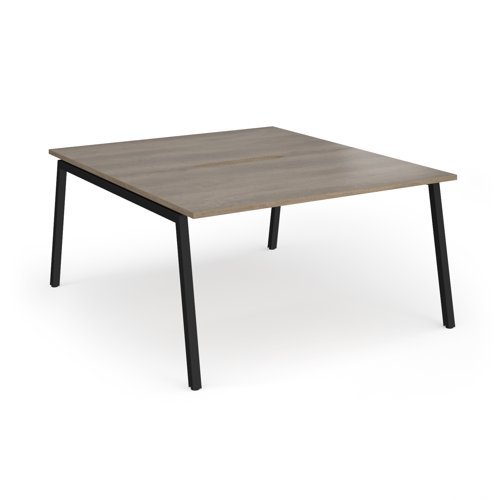 Connex Angled 1400 x 1600 x 725mm Back to Back Desk ( 2 x 1400mm ) - Black Frame / Nebraska Oak Top - ACO1416-K-NO