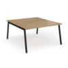 Connex Angled 1400 x 1600 x 725mm Back to Back Desk ( 2 x 1400mm ) - Black Frame / Oak Top - ACO1416-K-O