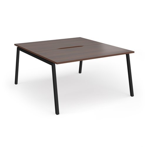 Connex Angled 1400 x 1600 x 725mm Back to Back Desk ( 2 x 1400mm ) - Black Frame / Walnut Top - ACO1416-K-W