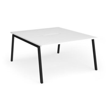 Connex Angled 1400 x 1600 x 725mm Back to Back Desk ( 2 x 1400mm ) - Black Frame / White Top - ACO1416-K-WH
