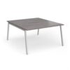 Connex Angled 1400 x 1600 x 725mm Back to Back Desk ( 2 x 1400mm ) - Silver Frame / Grey Oak Top - ACO1416-S-GO