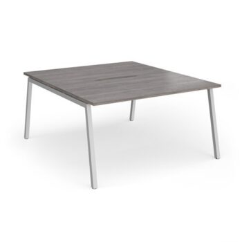Connex Angled 1400 x 1600 x 725mm Back to Back Desk ( 2 x 1400mm ) - Silver Frame / Grey Oak Top - ACO1416-S-GO