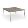 Connex Angled 1400 x 1600 x 725mm Back to Back Desk ( 2 x 1400mm ) - Silver Frame / Nebraska Oak Top - ACO1416-S-NO