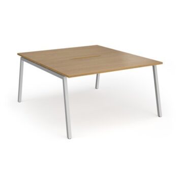 Connex Angled 1400 x 1600 x 725mm Back to Back Desk ( 2 x 1400mm ) - Silver Frame / Oak Top - ACO1416-S-O