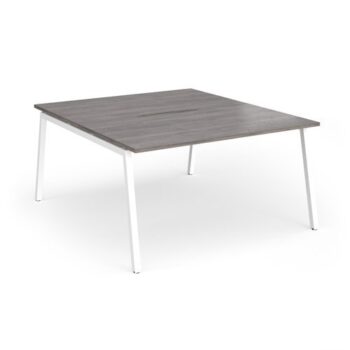 Connex Angled 1400 x 1600 x 725mm Back to Back Desk ( 2 x 1400mm ) - White Frame / Grey Oak Top - ACO1416-WH-GO
