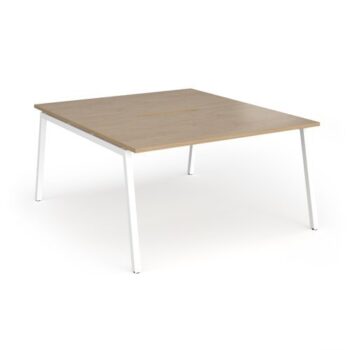 Connex Angled 1400 x 1600 x 725mm Back to Back Desk ( 2 x 1400mm ) - White Frame / Kendal Oak Top - ACO1416-WH-KO