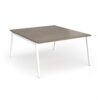 Connex Angled 1400 x 1600 x 725mm Back to Back Desk ( 2 x 1400mm ) - White Frame / Nebraska Oak Top - ACO1416-WH-NO