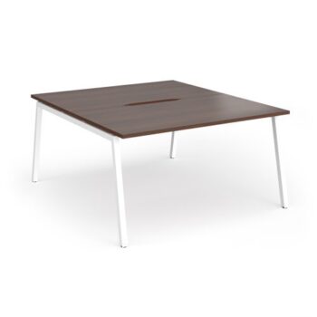 Connex Angled 1400 x 1600 x 725mm Back to Back Desk ( 2 x 1400mm ) - White Frame / Walnut Top - ACO1416-WH-W