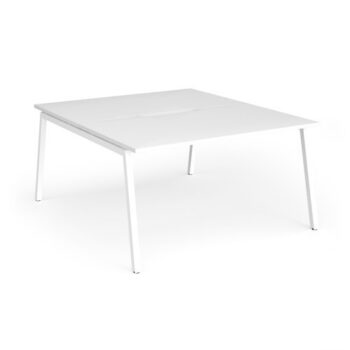 Connex Angled 1400 x 1600 x 725mm Back to Back Desk ( 2 x 1400mm ) - White Frame / White Top - ACO1416-WH-WH