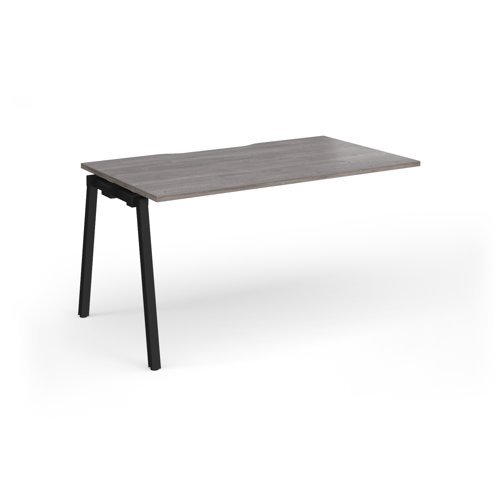 Connex Angled 1400 x 800 x 725mm Single Add On Bay - Black Frame / Grey Oak Top - ACO148-AB-K-GO