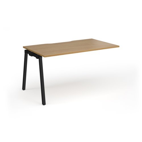 Connex Angled 1400 x 800 x 725mm Single Add On Bay - Black Frame / Oak Top - ACO148-AB-K-O