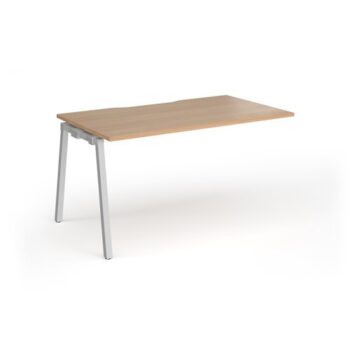 Connex Angled 1400 x 800 x 725mm Single Add On Bay - Silver Frame / Beech Top - ACO148-AB-S-B