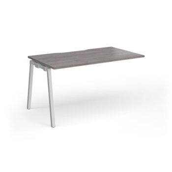 Connex Angled 1400 x 800 x 725mm Single Add On Bay - Silver Frame / Grey Oak Top - ACO148-AB-S-GO