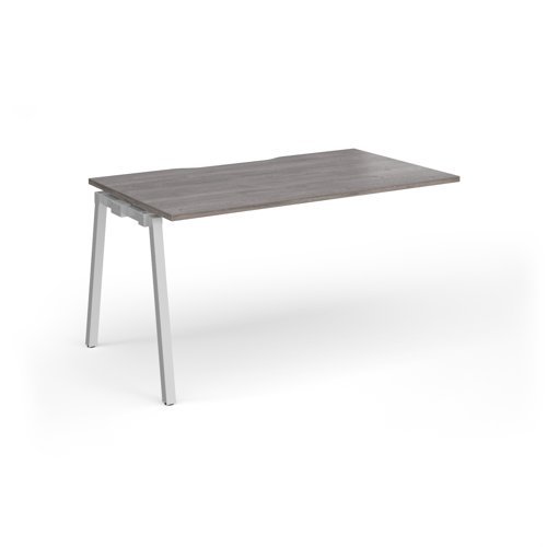 Connex Angled 1400 x 800 x 725mm Single Add On Bay - Silver Frame / Grey Oak Top - ACO148-AB-S-GO