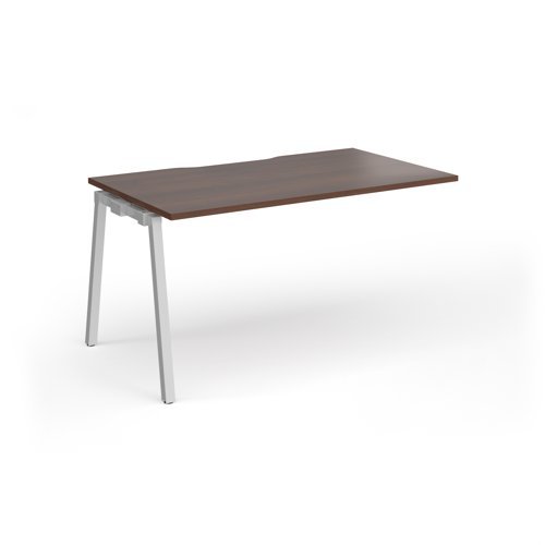 Connex Angled 1400 x 800 x 725mm Single Add On Bay - Silver Frame / Walnut Top - ACO148-AB-S-W